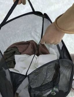 Twenty Two Opvouwbare wasmand van gaas met handgreep - geschikt voor het opbergen van vuile was - 30cm L x 47cm H - opvouwbaar wasmand voor badkamer, camping, reizen — thumbnail 3