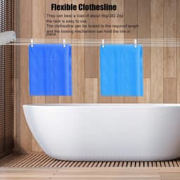 Waslijn, Automatische Telescopische Waslijn Aan de Muur Gemonteerde Intrekbare Kleding Droogrek Touw met Haak voor Binnen Buiten Benodigdheden Ponsinstallatie (Vijf Touwen) - Wandwaslijnen-5 waslijnen tot 3.75 m traploos uittrekbaar-Praktisch rolsyst — thumbnail 2