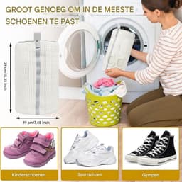 2-delige schoenenwaszakken, multi-beschermingswasnet, zelfreinigende schoenen verdikte schoenenwaszakken, herbruikbare sneakerwaszakken, geschikt voor de meeste soorten en maten schoenen, beschermt schoenen en wasmachines tegelijkertijd - Wit — thumbnail 2