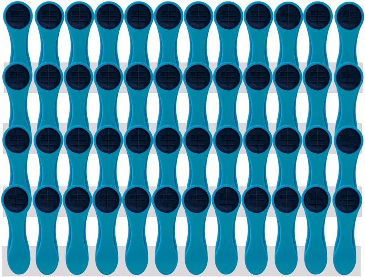 Set van 48 Wasknijpers met Zachte Siliconen Grip - Blauw/Antraciet — afbeelding 1