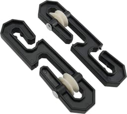 Twee plastic waslijnspanners om te voorkomen dat de waslijn in de knoop raakt; S-vormige spanners geschikt voor lange en zware waslijnen - Zwart — thumbnail 1