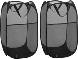 Killogood Vouwbare wasmand netweefsel – 2 stuks zwart 36x36x58 cm groot — thumbnail 1