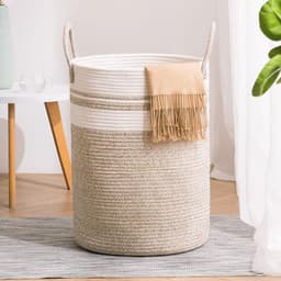 Wasmand - Wassorteerder - Mand Rond met handvaten - Opvouwbaar - Grote capaciteit - katoenen draadmateriaal — thumbnail 4