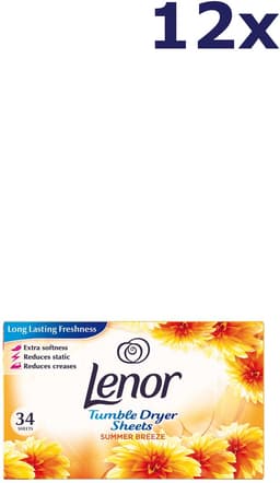 Lenor - Droogtrommeldoekjes - Zomerbries - Summer Breeze - 12 x 34 doekjes - Voordeelverpakking — thumbnail 3