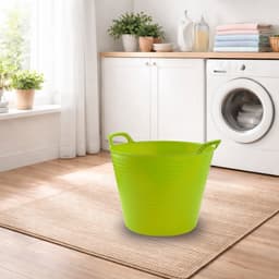 Plasticforte flexibele emmer/kuip - groen - kunststof - rond - 25 liter - 42 x 38 x 33 cm - wasmanden - tuinafval - speelgoed — thumbnail 2