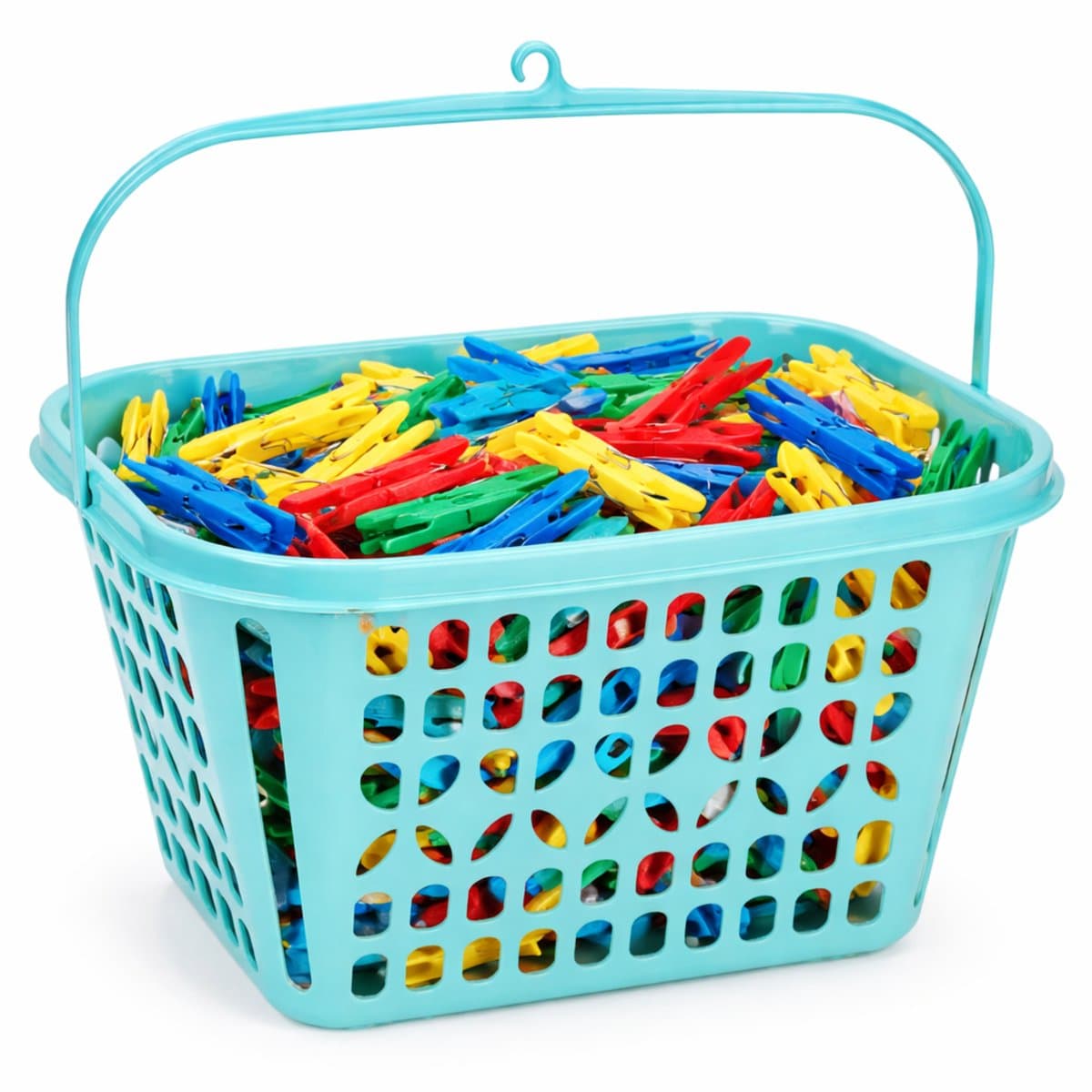 Plasticforte Knijpermandje - blauw - 20 x 25 cm - kunststof - wasknijpertasje/knijperzak — afbeelding 1