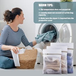 Waszakken 3 stuks - duurzame gewassen waszakken met ritssluiting voor blouses, kousen en broeken (30 x 40 cm) — thumbnail 2