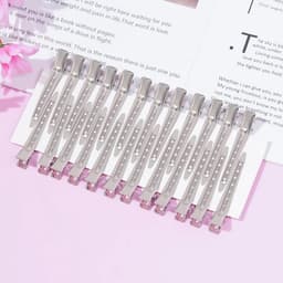 24 stuks Duck Bill Klemmen Zilver - Professionele Metalen Haarclips voor Styling en Kleuring — thumbnail 4