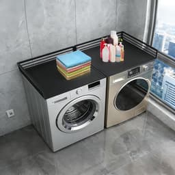 Wasdroger Werkblad - Wasmachine Bovenbouw - Extra Opbergruimte - Verhoogde Beschermstrips - 145 x 70 cm - Zwart — thumbnail 3