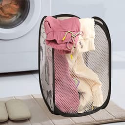 Pop Up Laundry Basket Pack of 2 - Foldable with Mesh - 30 x 30 x 48 cm - Handles - Fabric Basket for Deposit Bottles Collection — thumbnail 3