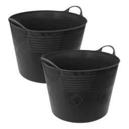 Excellent Houseware Flexibele wasmand - 2x - zwart - 40 liter - kunststof - 50 x 45 cm - met handvatten — thumbnail 1