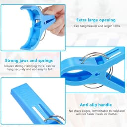 Wasknijpers Set van 12 stuks Strandhanddoekclips voor Zwembadstoelen - Kunststof Handdoekklemmen - Ideaal voor Wassen en Op Hangen van Handdoeken — thumbnail 4