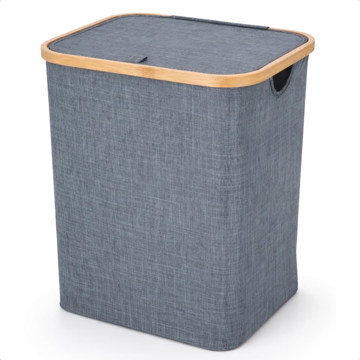Cheqo® Wasmand - Wasmand met Deksel - Opvouwbare Wasmand - Wasmand met Klep - Blauwe Wasmand - Wasmand Badkamer - Wasmand Slaapkamer - Wasmand Wasruimte - Wasmand voor Wasgoed - Wasmand voor Handdoeken - Wasmand voor Beddengoed — afbeelding 1