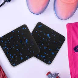 Schokabsorberende pads - 4 Stuks - Wasmachine trillingsdemper - Rubber + EPDM - Geluidsisolerende mat voor wasmachine - Geluidsisolatiemat - Antislip - Beschermende loopbandmat - Voor wasmachines en fitnessapparatuur - 10x10x1cm - Zwart/Blauw — thumbnail 2