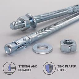 Keilankers 10 Stuks - Metalen Pluggen - Beton Verankeren - Gegalvaniseerd Staal - M12 x 160 mm — thumbnail 2