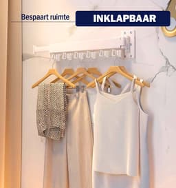 PLAY IT Wanddroogrek 127cm Inklapbaar 18 Haken Wit - Wasrek/Droogrek Hangend + 1 Handdoek Haakje — thumbnail 4