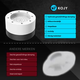 KOJY Wasmachine dempers - Wasmachine Verhoger - Stapelbaar - geschikt voor wasmachine en wasdroger - wit/zwart — thumbnail 5