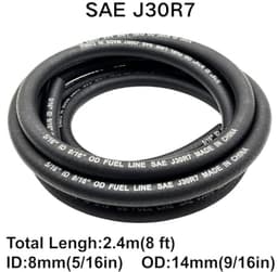 8 mm Benzineslang van 2,4 m met 10 Slangklemmen - Gevlochten Rubber Slang voor Auto's en Bootgeneratoren — thumbnail 3