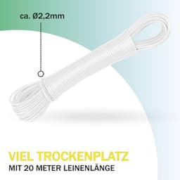 Uittrekbare Waslijn - 20 Meter, Roestvrij en Weerbestendig, Perfect voor Droogmolen en Tuin — thumbnail 4