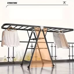 Stevig Opvouwbaar Droogrek van Metaal – 180 cm – Uitschuifbaar & Ruimtebesparend — thumbnail 4