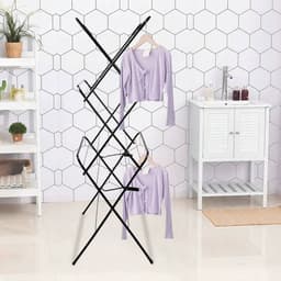 Inklapbaar Droogrek met 3 Niveaus – Stevig, Ruimtebesparend & Modern Design – 137 cm Hoog – Zwart — thumbnail 5