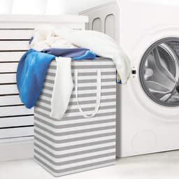 Peysaitr - Opvouwbare Wasmand - 75L Grote Capaciteit - Waterdicht Katoen-Linnen - Met Versterkte Lange Handvatten - 40x30x60cm - 2 Stuks — thumbnail 5