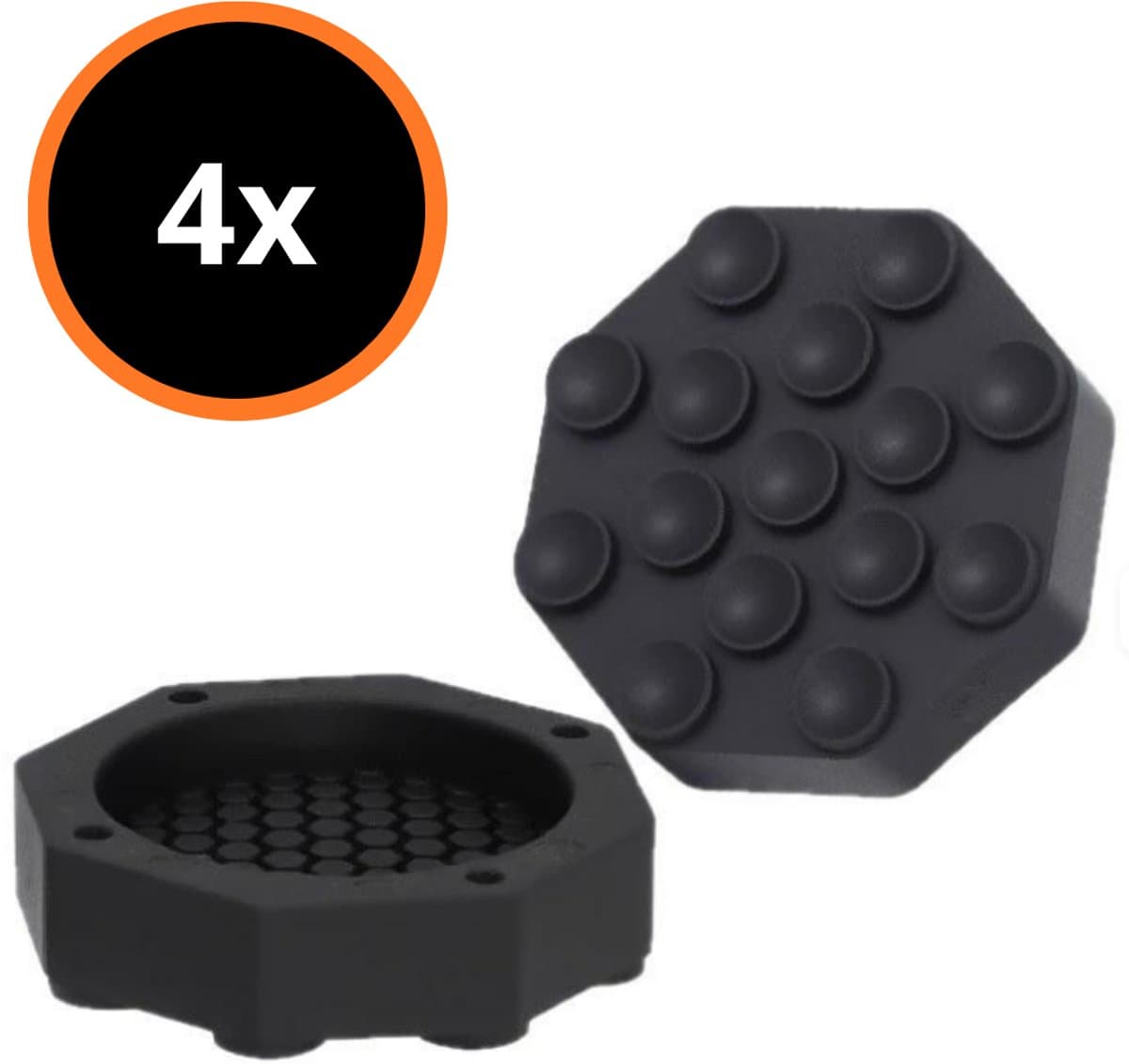 Premium Trillingsdempers Wasmachine Met Noppen – Set van 4 stuks – Zwart - Anti-Vibratie – Geluidsreductie & Anti-Slip – Universeel – Achthoekig — afbeelding 1