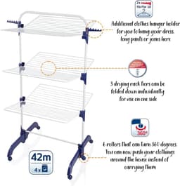 Leifheit droogtoren Pegasus 420 Solid Comfort – incl. houders en wieltjes - 42 m drooglengte — thumbnail 4