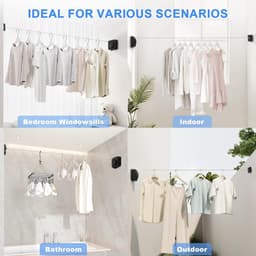 Waslijn uittrekbaar - Wanddroogrek - 4,2 m Waslijn - Droogrek - Waslijn met stalen kern - Douchekledinglijn - Geschikt voor het drogen van kleding binnen en buiten - Zwart — thumbnail 2