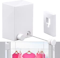 Uittrekbare waslijn Binnen Buiten Heavy Duty 4,2 m (13,8 voet MAX) ABS en aluminium droger met verstelbare roestvrijstalen touwhaspel Hotelstijl Wit... — thumbnail 1