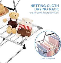Droogrek met hoog hangende kleerhangers, opvouwbaar droogrek met 2 niveaus voor de wasgoed, wasrek met in hoogte verstelbare gullwings — thumbnail 4