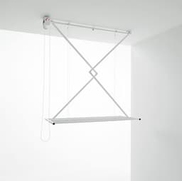 Mini plafondstandaard, verticaal wasrek, inklapbaar in aluminium en staal (wit, 150) — thumbnail 2