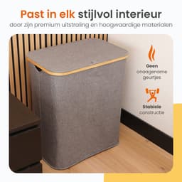 Goliving Wassorteerder 3 Vakken - 150L - Opvouwbare Wasmand Met Deksel - 3 Uitneembare Zakken Met Kleurlabels - 57 x 37 x 66 cm - Grijs — thumbnail 5