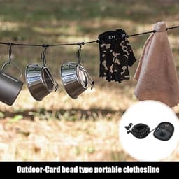 Uittrekbare waslijn, reiswaslijn, kampeerwaslijn, dubbele reflecterende lijn, geen spijkers nodig, ideaal voor kamperen, wandelen, campers en tenten, zwart, 3 m, zilver — thumbnail 3