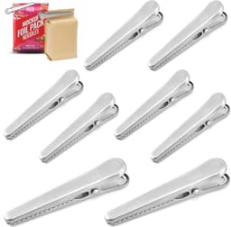 Ibenzoa® Set van 10 Roestvrijstalen Voedselclips voor Zakken in Diverse Maten, Zilver — thumbnail 1
