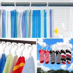 Washaken Clip - Drooghaak voor kleding - Washaken met klemmen - kleerhangers voor sokken - Sterke plastic wasknijpers - Veelzijdig - draagbare antislip plastic hangers clips - voor kleding gordijn badhanddoek hoed lakens jas - 8stuks - wit — thumbnail 2