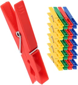 KADAX wasknijpers, 20 x knijpers van robuuste kunststof, kleurrijke sokklemmen, windbestendige klemmen voor binnen en buiten (groen-geel-rood-blauw) — thumbnail 1