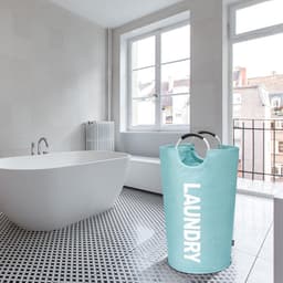 inklapbare wasmand-opbergmanden-camping wasmand-Grote wasmand 115L - Opvouwbare waszak - Onafhankelijke wasmand met hoge voet - Opvouwbare wasemmer -Slijtvast en eenvoudig te reinigen-Meerblauw — thumbnail 5