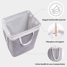 Opvouwbare wasmand - Wasmand met deksel - Opvouwbare waterdichte prullenbak - met uitneembare tas - Wasmand met grote capaciteit - Opbergtas - voor slaapzaal, slaapkamer, badkamer, kleding en speelgoed - Bruin — thumbnail 3