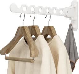 Titel: Foldable Wall Mounted Clothes Drying Rack Clothes Hanger Clothes Dryer White — thumbnail 1