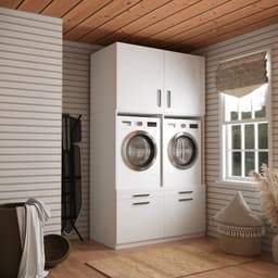 Wasophoogte® Wasmachine Kast Venice - Wasmachine verhoger - Wasmachine ombouw - 700(D)*1330(B)*2350(H) mm - Wit — thumbnail 2