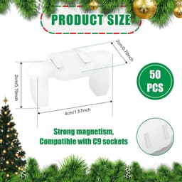 Allecto Plus - 50 stuks Magnetische Kerstverlichting Clips voor Buiten - Sterke Magnetische Clips voor C9 Fittingen - Kerstverlichting Haken voor Gootverlichting - Geschikt voor Buiten Stringlights — thumbnail 5