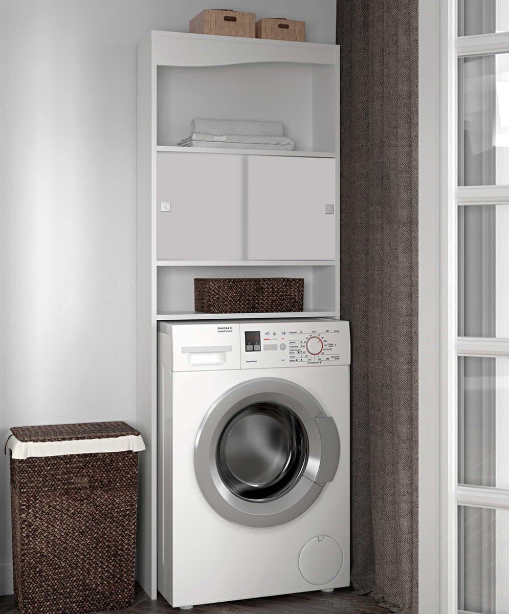 Kast Voor Wasmachine, Droger Of Toilet Willa - Wit - Symbiosis - Wasmachine Ombouw - Wit - Melamine; Spaanplaat — afbeelding 1