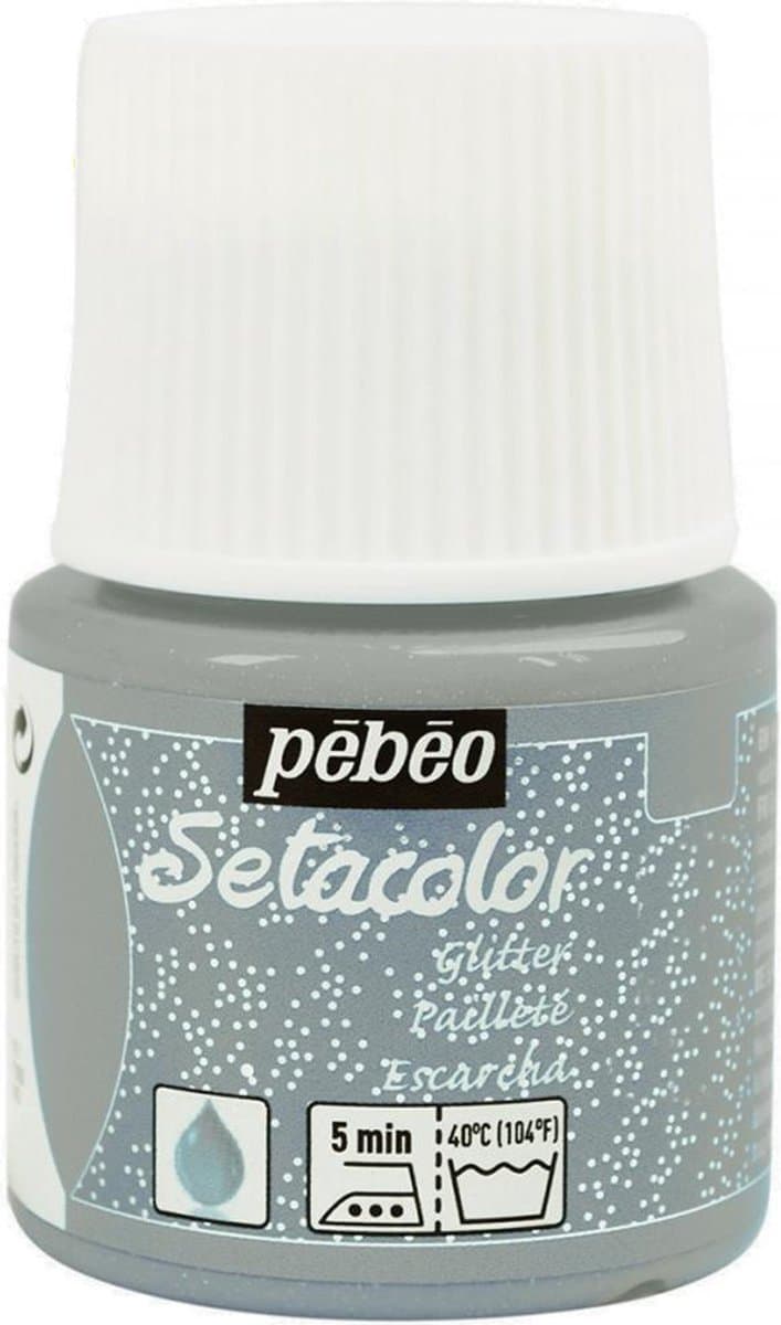 Pébéo Setacolor Glitter Zilveren Textielverf - 45ml textielverf voor lichte stoffen — afbeelding 1