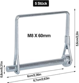Pijpklepplinten 5 stuks 8 mm klapsplint met borgpen voor tuin en haken — thumbnail 5