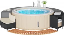 Luxe Spa-Ombouw met Opslag, Acaciahout & Zwart Polyrattan – Geschikt voor Opblaasbare Jacuzzi’s – Inclusief Bank, Trap & Opbergvakken – Spa Edge Surround – Alta Furniture — thumbnail 5