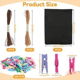 Houten Wasknijpers - Mini Knijpers - Foto Ophangen - Kleurrijk Decoratief - 100 Stuks - Multicolor — thumbnail 3