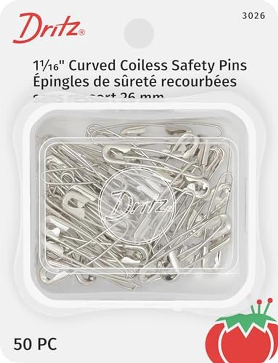 Veiligheidsspelden gebogen pulloos maat 1 - 50 stuks voor quilters — afbeelding 1
