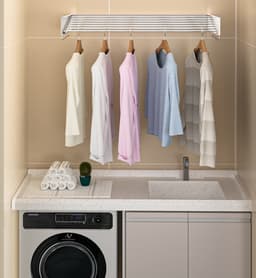 Uittrekbaar Wasrek – 120 cm – Wandmontage – Wit – 7.14 m Drooglengte — thumbnail 5