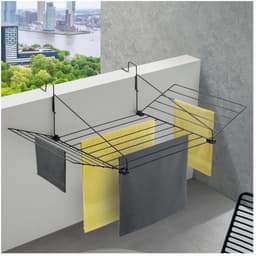 Tomado - Droogrek Tilburg - Voor radiator, balkon, deur of balustrade - 12 meter drooglengte - Ophangbaar - Zwart - 5 jaar garantie — thumbnail 3